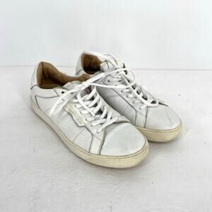 AllSaints Sheer Low Top Round Toe White Leather Sneaker Women's Size EU 37 US 7